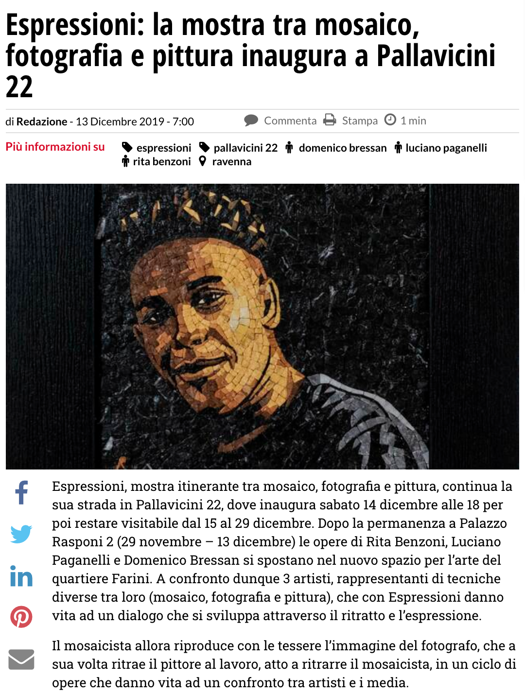 Espressioni su Ravennanotizie.it | Pallavicini22 spazio espositivo Ravenna