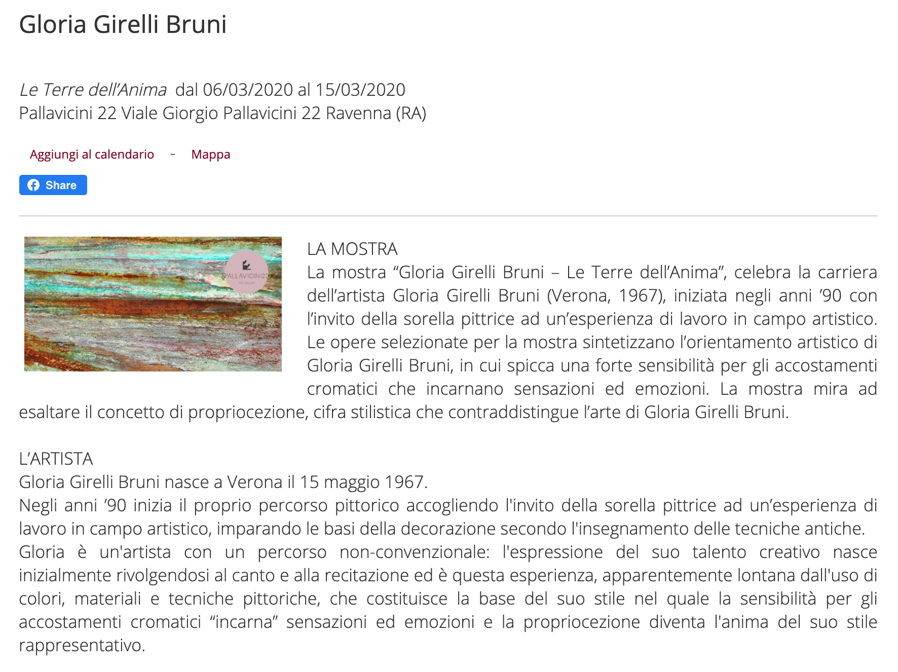 Le Terre dell'Anima di Gloria Girelli Bruni su ArteRaku.it | Pallavicini22 spazio espositivo Ravenna