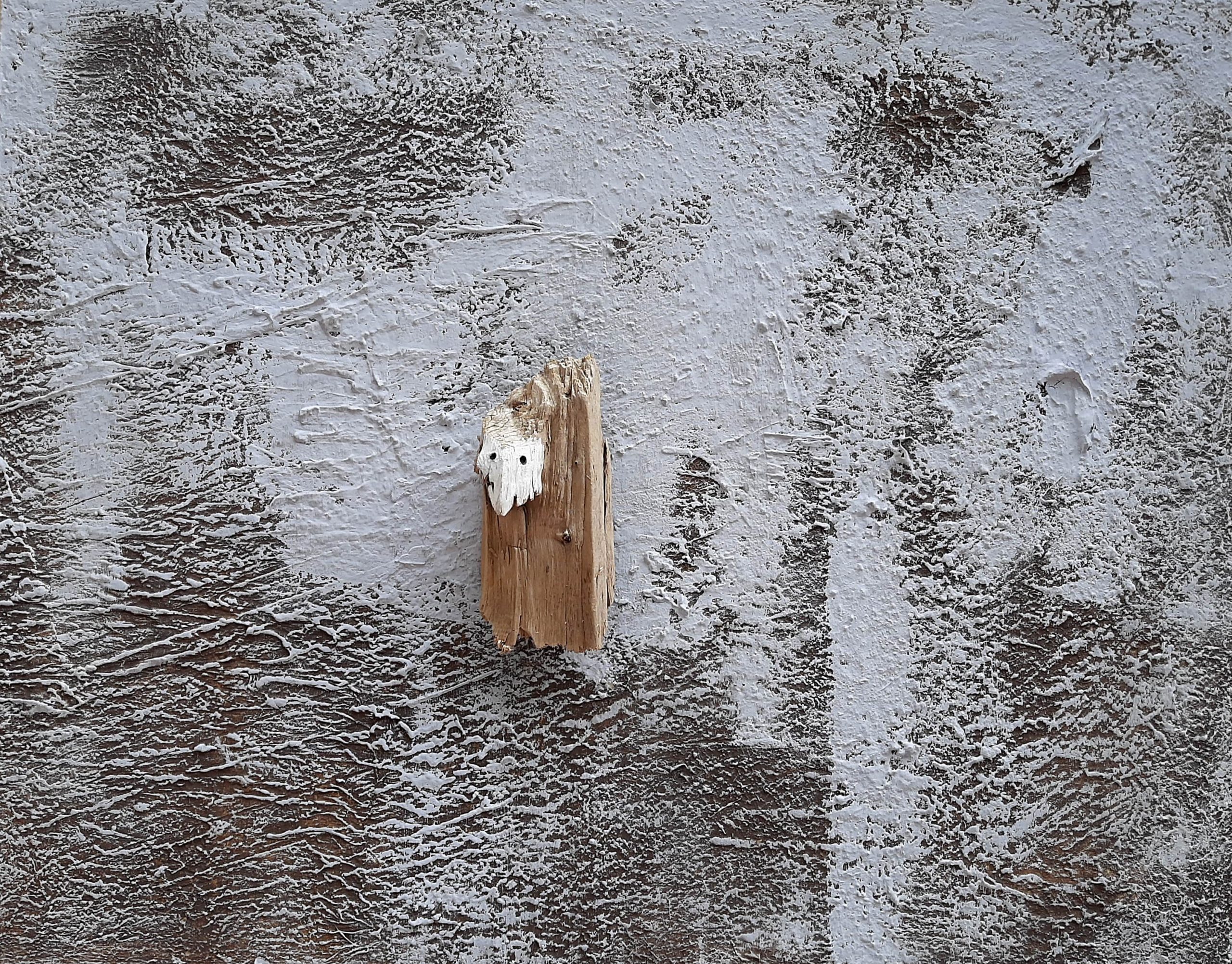 Roberto PagnaniXoanontecnica mista su tela con applicazione in legno 80x100 cm2020