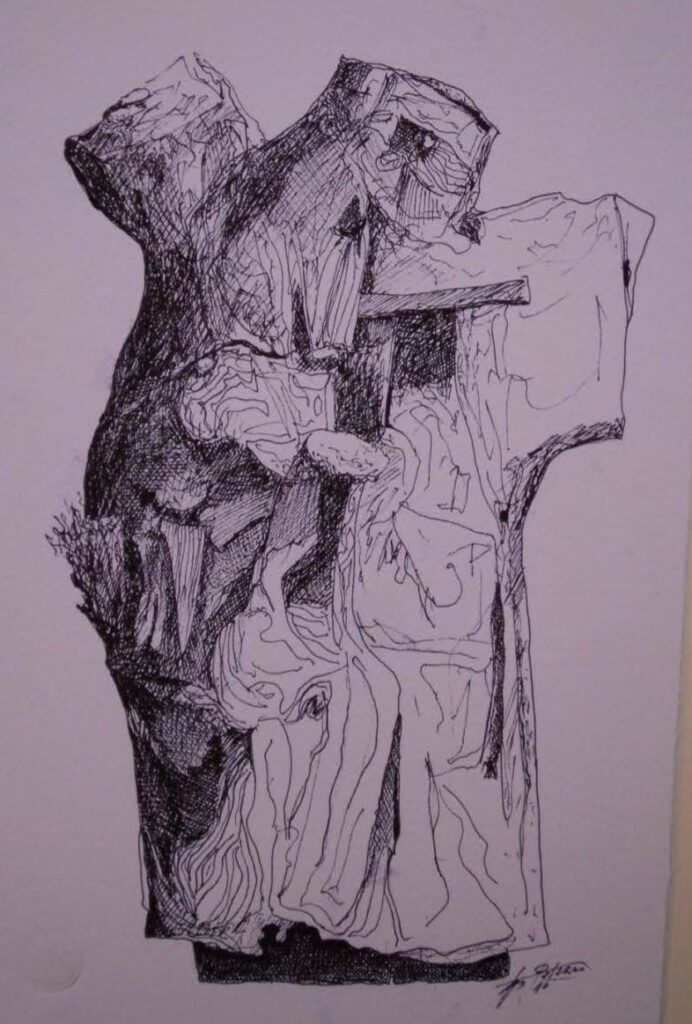 “METAMORFOSI” 2010 Disegno a penna preparatorio 33 x 22 cm.